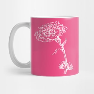 Vintage Carnation Botanical Line Art Illustration White Ink Mug